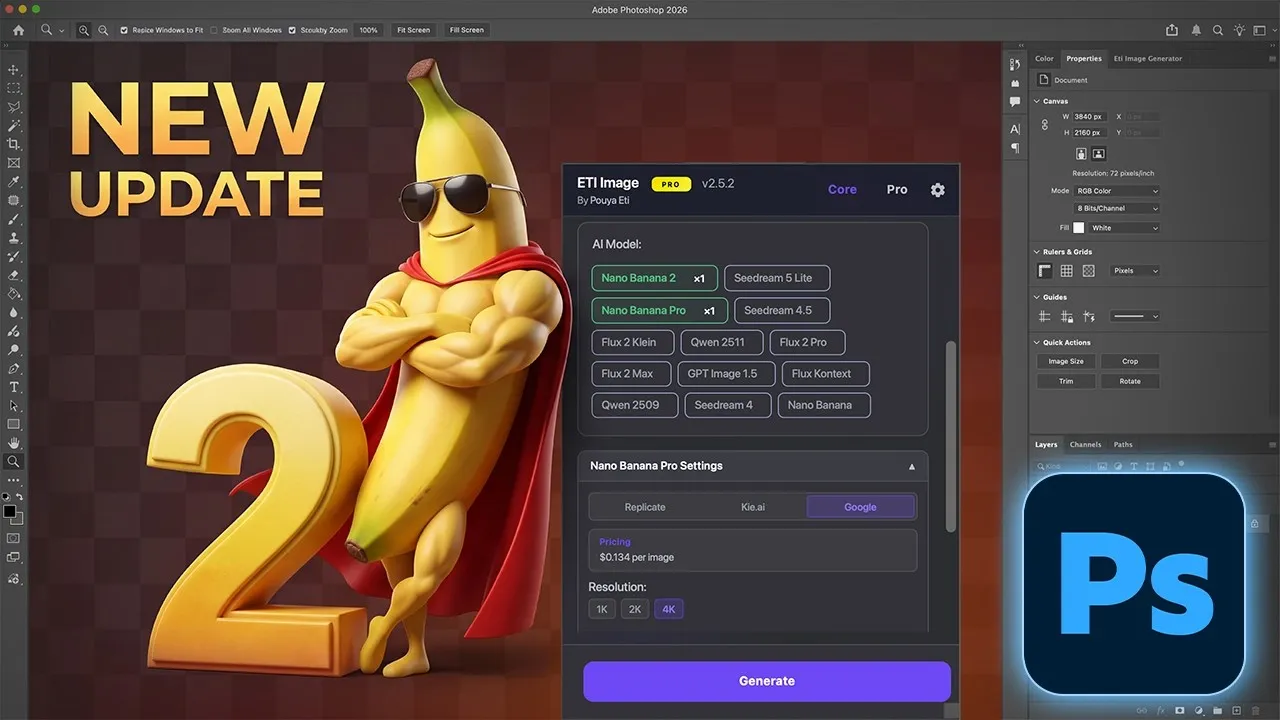 Video walkthrough of running Google's AI image models inside Photoshop